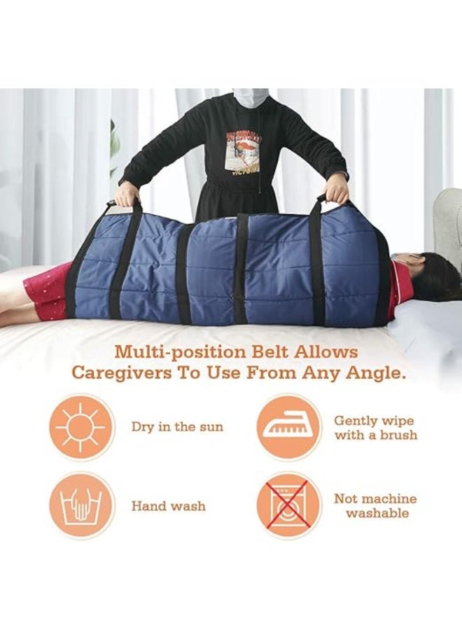 ملاية مرتبة بنمط لوح لنقل وتحريك المريض بطبقات منزلقة وتصميم متوافق مع سرير المستشفى لشخص طريح الفراش، مناسب لمنع تقرحات السرير وسهولة تغيير الموضع لكبار السن 6 مقابض - Image 4